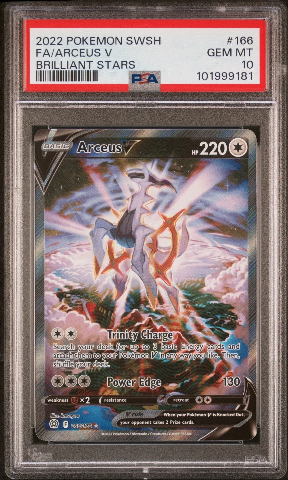 Pokémon Arceus V Full Art Ultra Rare Holo Brilliant Stars 166/172 PSA 10